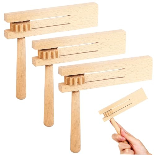 OFFSCH 3 Piezas Carracas de Madera Rotativas Juguetes Sonoros Educativos para Instrumentos Musicales Orff Seguro y Portátil para Fiestas y Reuniones Familiares
