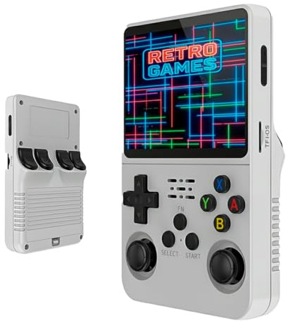 Consola Retro portatil 2026, Compatible con +20000 Juegos, +17 emuladores, Arcade, Sistema Linux arkos... Pantalla a Color de Calidad IPS, Miniconsola Arcade (Incluye Tarjeta) Color: Blanco