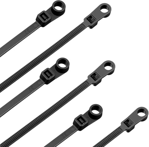 Molain 100 Pack 7.8 Inch Zip Ties with Screw Hole - Heavy Duty Nylon Cable Zip Ties Mounts, Cable Tie Buckle 50LBS Tensile Strength, UV Resistant Wire Management