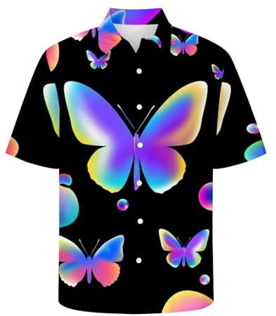 Genérico Camisa informal de manga corta para hombre con moderno estampado tridimensional y diseño playero (Multicolour, XXXL)