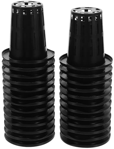 SUPVOX 100Pcs Black Hydroponic Mesh Net Cup Pots 50# Size 70Mm High Planting Baskets for Soilless Cultivation Balcony Vegetable Garden Greenhouse