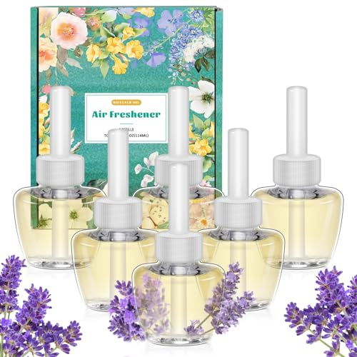 SCENTORINI Doftoljeflaska, lavendel rumsdoft luftfräschare, rum doftolja, 6 x 19 ml, doftflaskor påfyllning lämplig för Air Wick och Glade doftplugg
