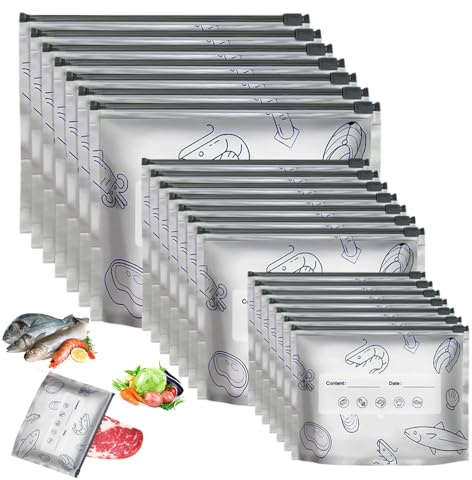 30pcs Sacchetti Ermetici per Alimenti, in 3 misure,Sacchetti Alimenti Richiudibili, Sacchettis Freezer con Zip Foglia di Alluminio,Sacchettis per sandwich, pranzi