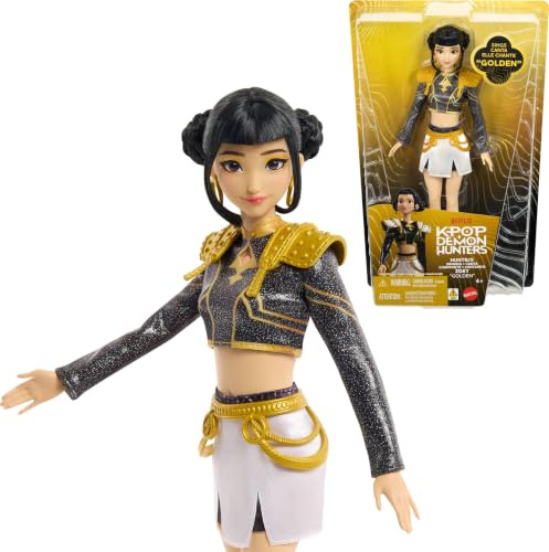 Mattel Kpop Demon Hunters HUNTR/X Poupée chantante Zoey Golden | Vêtue d'une tenue signature amovible, 5 articulations mobiles, inspirée du film, JRN42