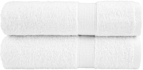 KTHLBRH SOLUND Juego de 2 toallas de baño de alta calidad, color blanco, 100 x 150 cm, 600 g/m², absorbentes, con cinta para colgar, tejido de rizo suave de algodón, para uso doméstico y comercial