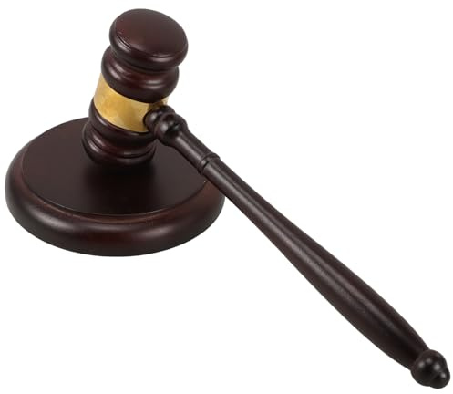 Milisten Juego de Mazo y Bloque de Madera Maciza, Martillo de Juez y Subasta, Acabado Artesanal, Mini Mazo para Sala de Tribunal, Reuniones y Disfraz de Juez, Herramienta Legal Funcional