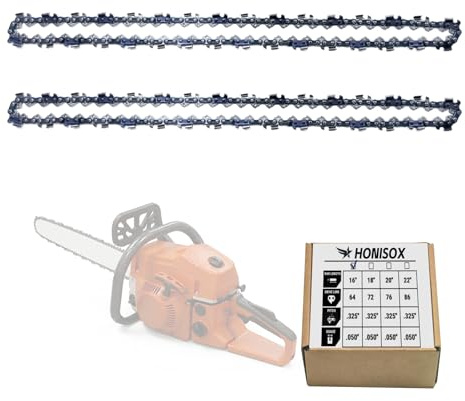 Chaîne de Tronçonneuse Pas de 0,325 Pouce Chaîne de 64 Maillons, épaisseur 1,3 mm, Lot de 2 - Compatible avec Stihl, Husqvarna, Makita - Convient aux Travaux de Jardinage et de Sylviculture