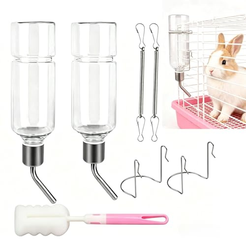 ToolSavvy Trinkflasche Hasen Mit Halterung (350ml x 2), Meerschweinchen Trinkflasche, Hasentränke, Wassertränke Hasen, Kaninchentränke, Für Hasen, Kaninchen, Hamster, Nager