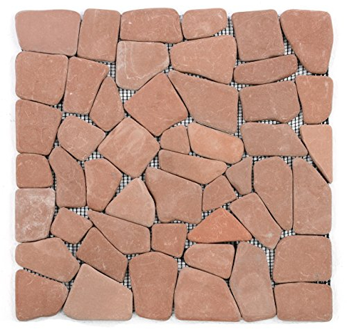 DIVERO 11 Fliesenmatten Natursteinmosaik Bruchmosaik für Wand und Boden terracotta á 30 x 30 cm