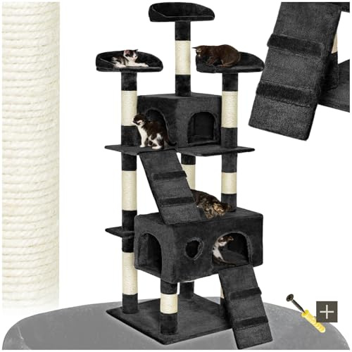 tectake® Katzen Kratzbaum Katzenbaum mittelhoch -Diverse Farben- (Schwarz)