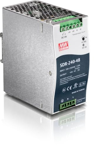 TRENDnet 240W Single Output Industrial DIN-Rail Power Supply, Extreme Operating Temp Range -25 to 70 °C(-13 to 158 °F) Built-in Active PFC, Passive Cooling, DIN-Rail Mount, Silver, TI-S24048