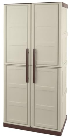 Armario de altura completa en polipropileno, material reciclable y ecológico sostenible, está equipado con bisagras de acero y estantes ajustables, dimensiones L 700 x P 390 x H 1.650 mm