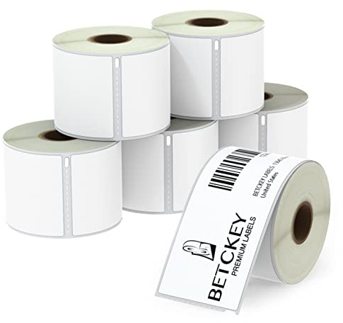 BETCKEY - 6 Rollen 99019 Selbstklebende Etiketten Kompatibel mit DYMO S0722480, 59mm x 190mm, 900 Mehrzwecketiketten für LabelWriter 450, 4XL NICHT passend 550 oder 5XL