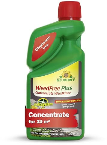 Neudorff WeedFree Plus – Weed Killer Concentrate against tough weeds and grasses. Affects the root system for long-lasting Weed Control. Glyphosate Free, 500 ml