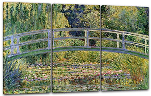 Printed Paintings Leinwand 3-teilig(120x80cm): Claude Monet - Japanische Brücke über den Seerosen