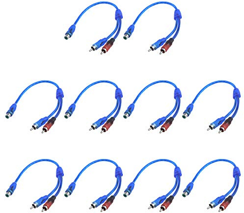 Antrader 1 Female to 2 Male RCA Y Splitter Cable Car Audio Converter Cord Adapter Wire Pack of 10