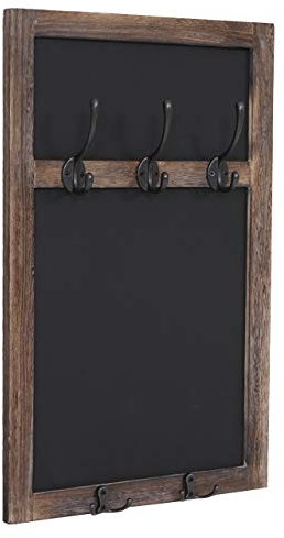 Mendler Wandgarderobe HWC-C51, Garderobe Kreidetafel Wandtafel, 5 Haken 55x34cm - braun, shabby