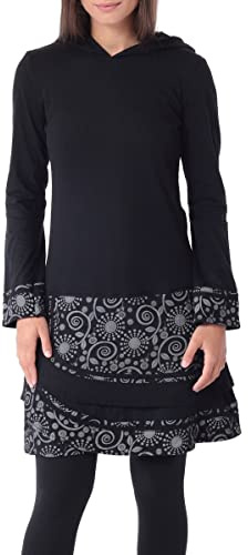 PUREWONDER Kleid aus Baumwolle mit Zipfelkapuze Elfenkleid dr186 Schwarz L