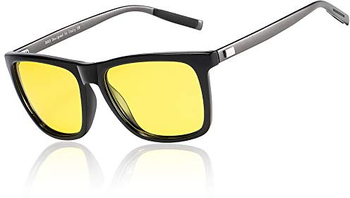 DUCO Polarized Night Vision Glasses for Men and Women Yellow Safety Driving Glasses with UV Protection and Anti Glare (A01-Black Frame Night Vision Lens)