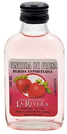 Lote de 8 Botellas de Ginebra Decorativas de Cristal Petaca a Elegir. Regalos Originales. Licores y Complementos. Detalles para Bodas, Comuniones, Bautizos y Cumpleaños. CC (FRESA)
