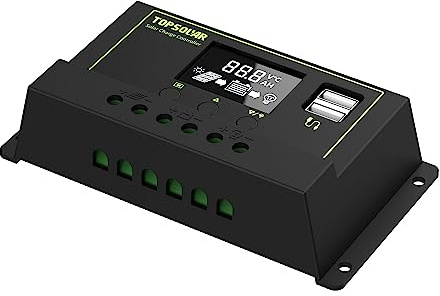 Topsolar 20 A Solar-Ladegerät-Controller (20A-KZQ), 12-24 V, Blau/Grün/Schwarz/Silber