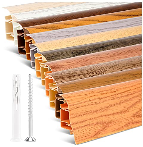 TJ Sockelleisten Buche I Länge 10 m I PVC Bodenleisten mit integriertem Kabelkanal I langlebige Fußleisten aus robustem Kunststoff in modernem Holzdesign I einfache Montage