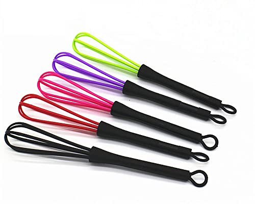 zalati Whisk Tool Set 5pcs Long Handle Multi-Usage Manual Mixer for Hair Dye Eggs Baking Cream Mixing - Random Colors