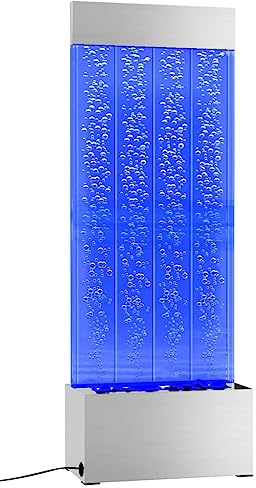 vidaXL Wassersäule Säulenleuchte Wasserfall Sprudelsäule Lichtsäule Sprudelwand Wasserwand Blasensäule mit RGB LEDs Edelstahl Acryl 110cm
