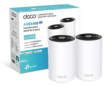 TP-Link Deco XE75 Pro AXE5400 Whole Home Tri-Band Mesh Wi-Fi 6E System, 1× 2.5 Gbps AI-Driven Mesh 8K Pack of 2 (Renewed)