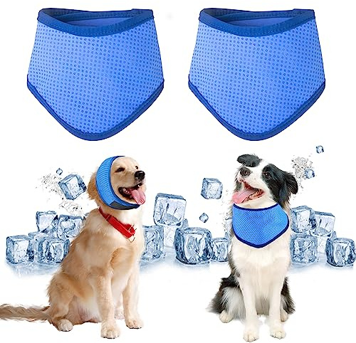 Kühlendes Hundehalsband, 2 Stück, verstellbar, Sommer-Haustier-Halstuch, Hunde-Eisschal, Haustier-cooles Bandana für Hund
