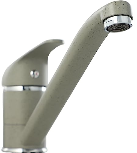 gospo Küchenarmatur, schwarzer Wasserhahn, Einhebel-Armatur für Küche oder Badezimmer, Mischbatterie mit komplettem Montageset, Wasserhahn für Haushaltsspülen (Grau)