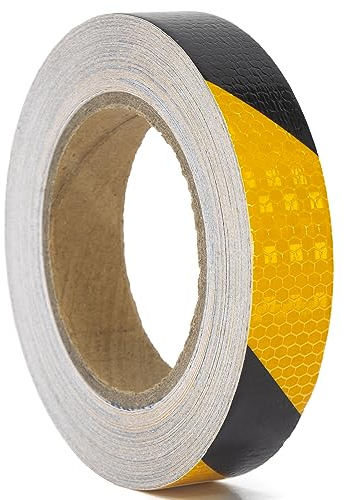 XFXIA Reflektierendes Klebeband Gelb & Schwarz, 2.5 cm x 20 m, wasserdicht, reflektierendes Klebeband, selbstklebendes Warnband für Fahrzeuge, Autos, Anhänger, Outdoor