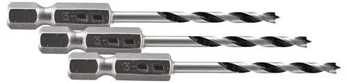 wolfcraft Holzspiralbohrer, Sechskant-Schaft, Ø 3 mm I 7261000 I Für Bohrungen in Weichholz (Packung mit 3)