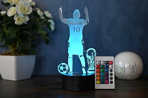 Optechvisual Personalisierte Fußball Lampe als Fussball Geschenk Idee stolze Torjubel Pose LED Tischlampe Nachtlicht Wohnungs Dekoration