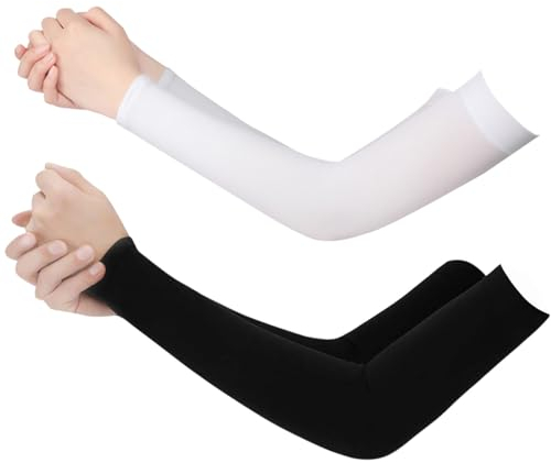 SSKHE 2 Pairs Arm Sleeves UV Protection Arm Warmers Breathable Cooling Sleeves To Cover Arms Compression Arm Sleeve Tattoo Cover Up Men Women For Running, Basketball, Fishing, Football,Outdoor,Cycling