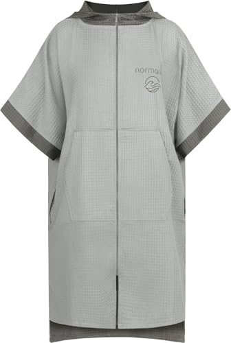 Badeponcho aus Waffelpique Handtuch-Poncho aus 100% Viskose leicht und kompakt - Badetuch Surferponcho mit Kapuze für Damen und Herren