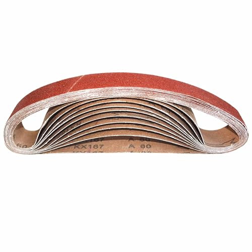 AKbase Schleifbänder | 40x760mm | P120 | 20 Stück | Körnung wählbar P40 - P400 | Gewebe-Schleifband Bandschleifpapier Bandschleifer zum Schleifen, Feilen, Schärfen und Entrosten