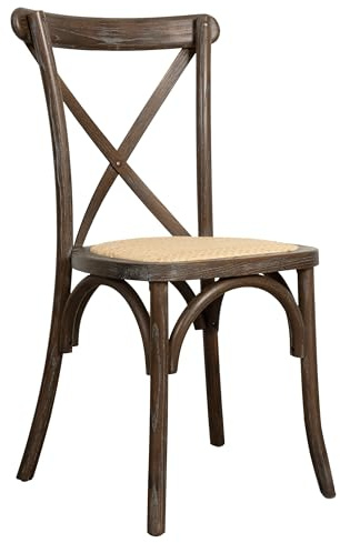 Biscottini Vintage köksstol askträ L42xPR43xH88 - Matsal Stolar - Kök Stolar - Matsal Stolar Trä - Vardagsrum Stolar Rattan Sittplats Antik Brun Cross