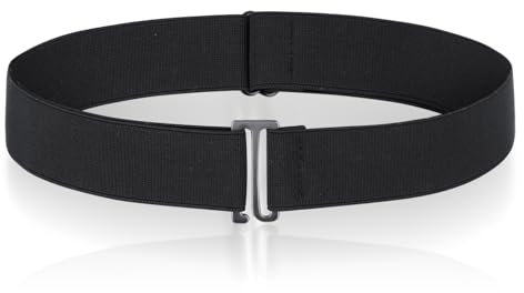 Qianyu 1 Stück unsichtbarer Stretch-Gürtel elastischer Taillengürtel mit flacher Schnalle verstellbare Größe modischer Gebrauchsgürtel aus Nylon schwarz ohne Schnalle Jeans-Gürtel für Damen Mädchen