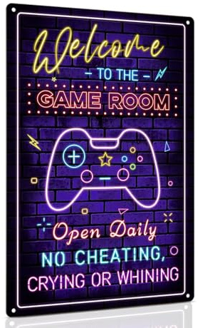 Neon Gaming Sign Tin Sign Poster for Gaming Room Decor Colorful Printed Welcome to the Game Room Metal Sign Gaming Room Wall Art Cool Gaming Room Accessories for Teens Adults 30 * 20cm No Electricity