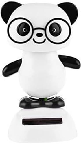 1Pc Solar Dancing Panda Bear Tiger - Shaking Dancing, Dancing Animal Figurine for Car Interior Home Desk Decorations Solar Power Kits,Car Dashboard Ornament, Car Accessories（Black and White）