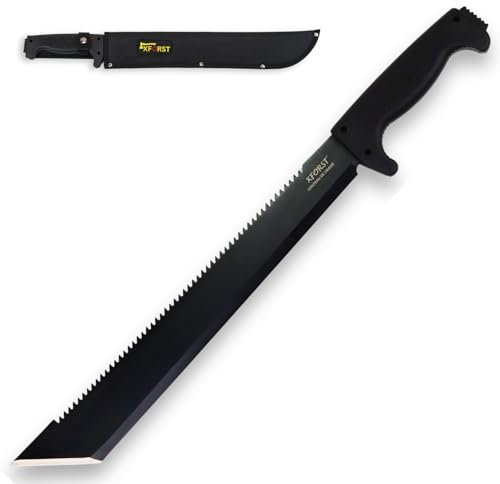 Xforst Machete MREC mit Sägeblatt, gesamtlänge 53 cm. Mit rutschfestem Gummi-Griff und feststehender Klinge. Für Outdoor, Survival und Bushcraft.