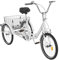 Ealtqund Dreirad für Erwachsene 20 Zoll 3 Rad Fahrrad mit Einkaufskorb Erwachsenendreirad bis 264.55lb Belastbar Dreirad höhenverstellbar Tricycle Fahrrad Cruiser Bikes für Senioren, Weiß
