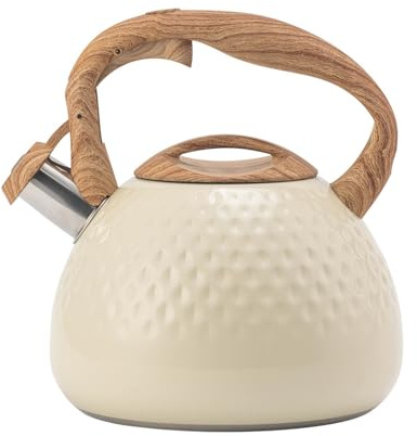 Teiera in acciaio inox, 3 l, teiera, pipa forte, bollitore con manico in legno, teiere per cucina, fornello a gas, top induzione, fornello, caffè, acqua e latte