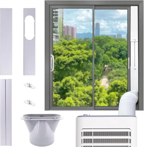 Kit Fenetre Pour Climatiseur Mobile,Embout Tuyau Climatiseur Mobile,Tuyau D'éVacuation D'Air Pour Climatiseur, DiamèTre 105 Mm, Longueur RéGlable De 0,7 à 1,7 M,Pour Climatiseurs,Hottes De Cuisine (C)