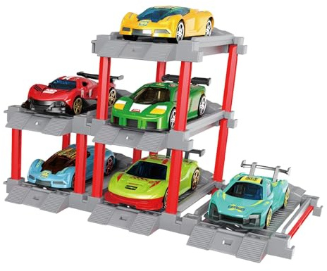F Fityle 1:64 Garajes de vehículos de Juego para niños Juego de vehículos de estacionamiento Interactivo Divertido de Garaje de Garaje para niños Niñas Regalo