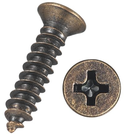 Kozelo 50 Pcs de Tornillos de Madera de Cabeza Plana Phillips - [#3x1/2] Tornillos Autoperforantes de Acero Al Carbono para Ensamblaje de Muebles, Molduras Interiores, Color Bronce