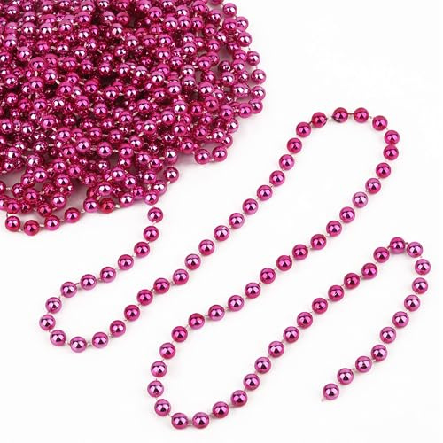 WedDecor Ghirlanda di perline metallizzate rosa acceso, 9 m, lucide, 7,5 mm, per decorazioni per albero di Natale, catene con perline, artigianato per le vacanze, decorazione da tavola e decorazioni