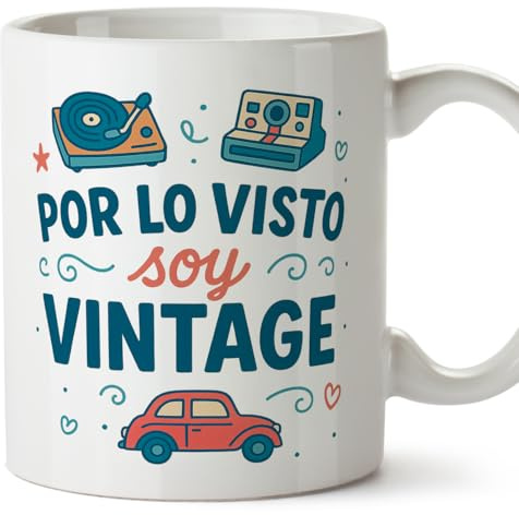 MUGFFINS tazas para abuelos y abuelas con frase | regalos para abuelos y abuelas divertidos| cumpleaños, navidad | Por lo visto soy vintage en Español | Abuelitos v1