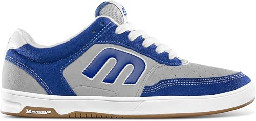 Etnies Serin Michelin – Pro Skate Shoe with Michelin Performance Rubber Outsole, Force Shield Upper - Color Blue/Grey/White - Size 8.5